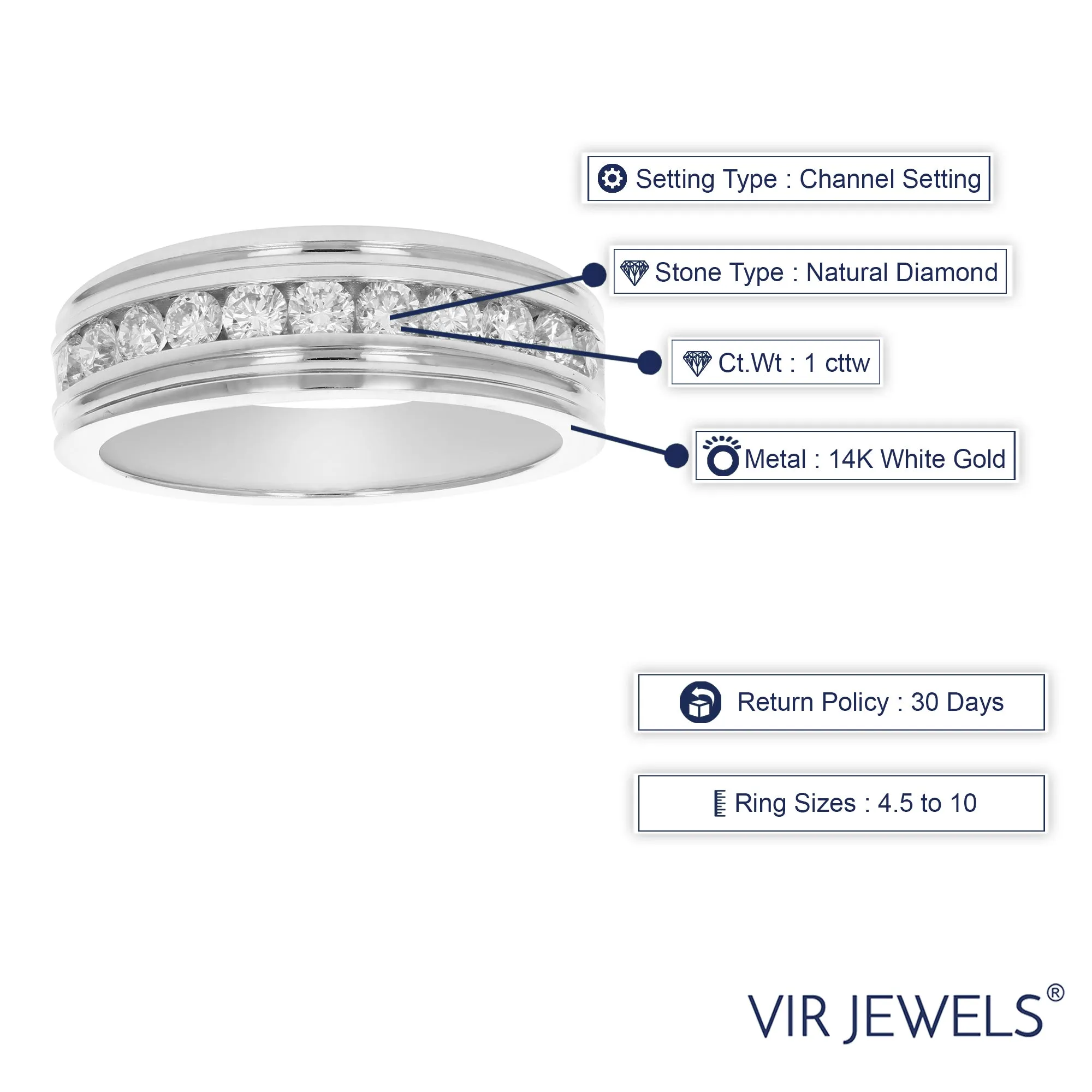 1 cttw Diamond Machine Wedding Band in 14K White Gold