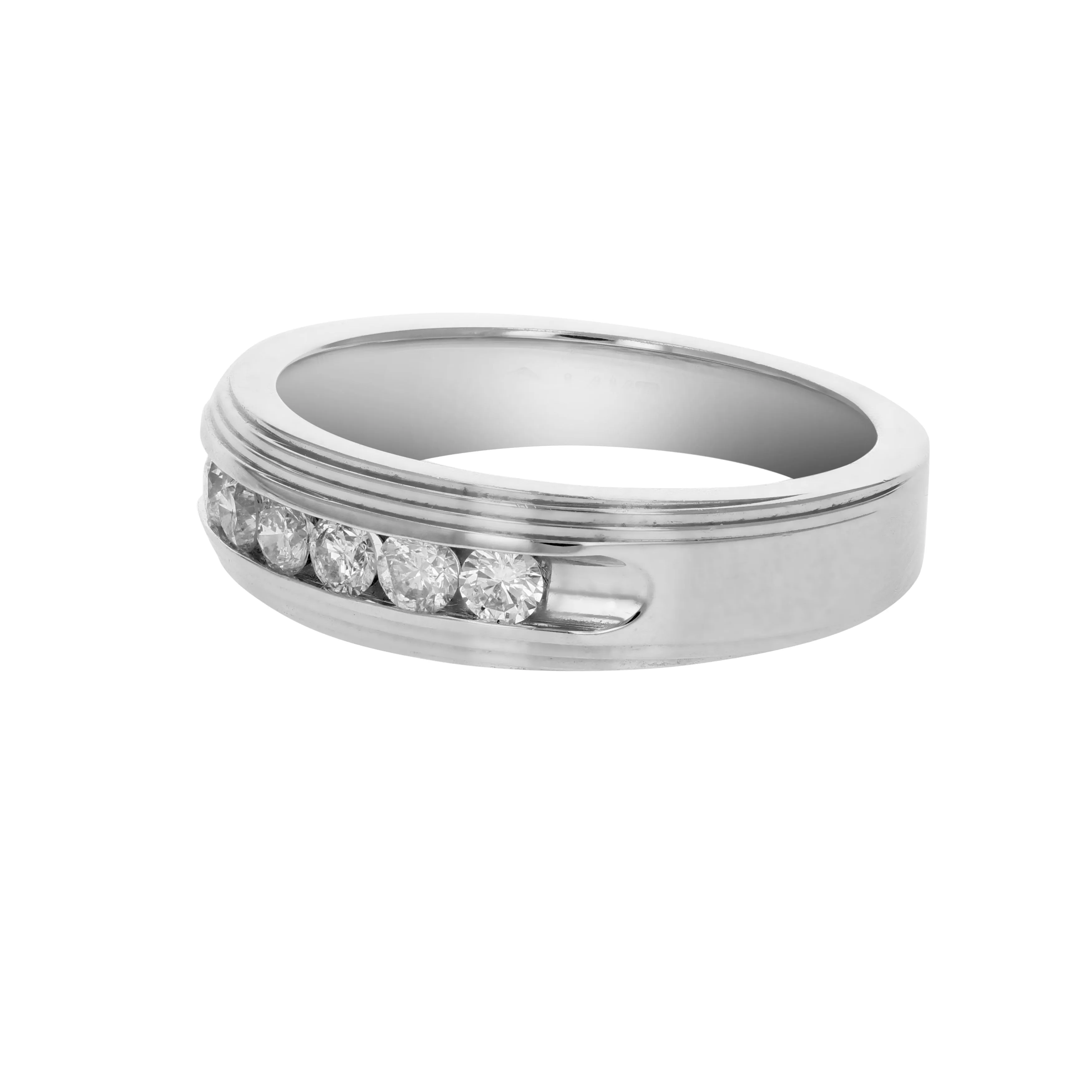 1/2 cttw Six Diamond Machine Wedding Band in 14K White Gold