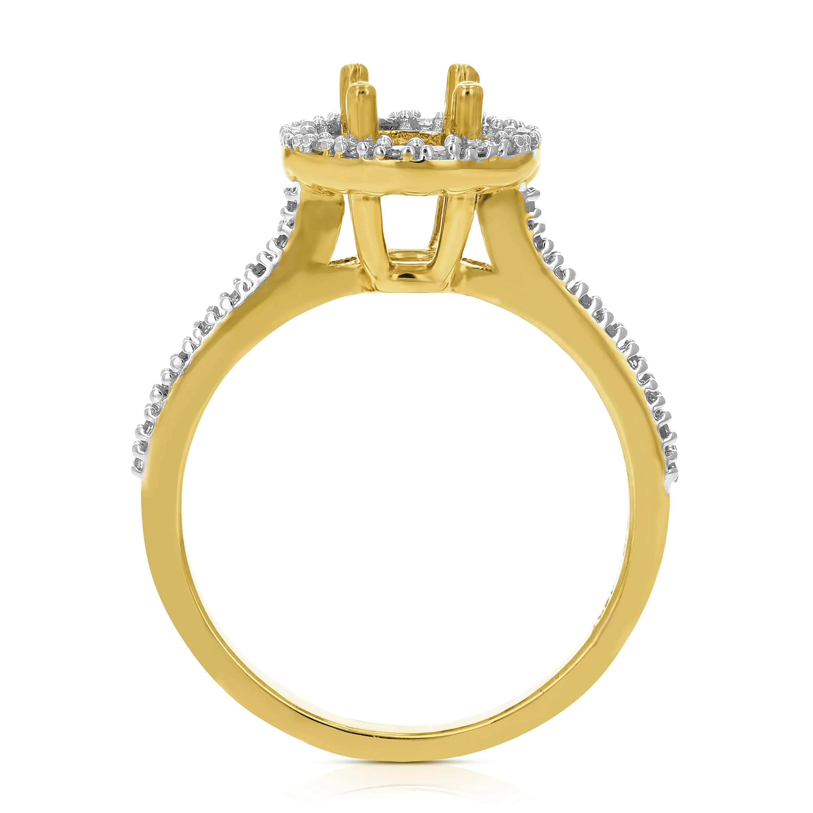 1/3 Diamond Semi Mount Engagement Ring in 14K Yellow Gold