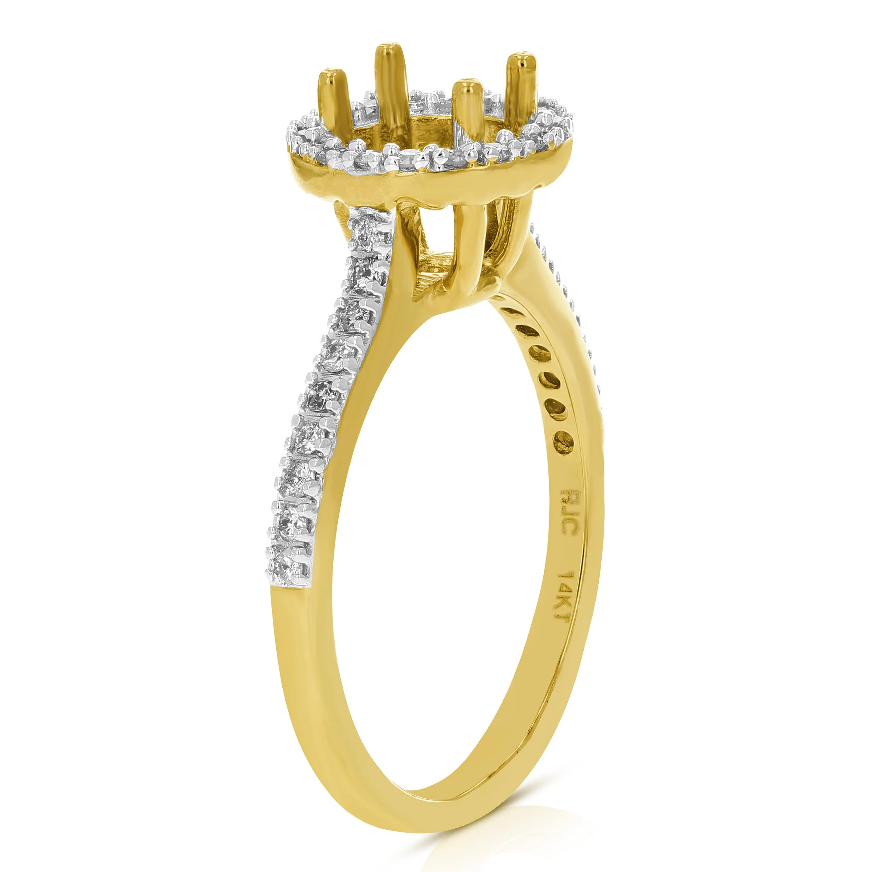 1/3 Diamond Semi Mount Engagement Ring in 14K Yellow Gold