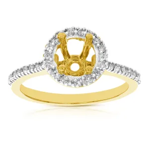 1/3 Diamond Semi Mount Engagement Ring in 14K Yellow Gold