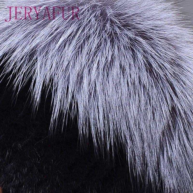 2017 Hot Sale Fashion Winter Warm Women Knitting Caps Mink hats Vertical weaving with FOX Fur On The Top