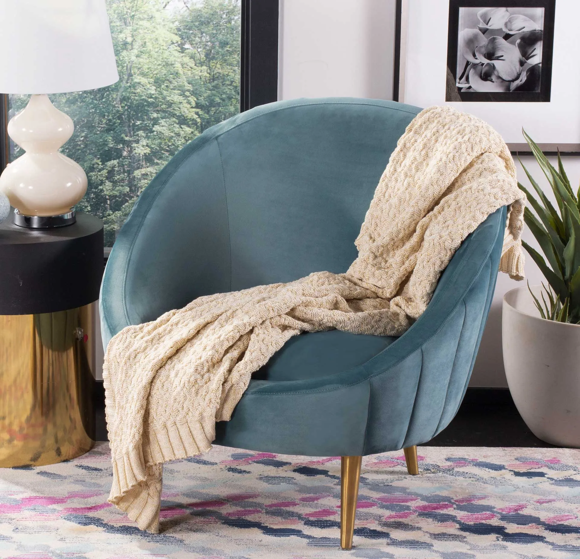 Admiration Knit Throw Natural/Gold