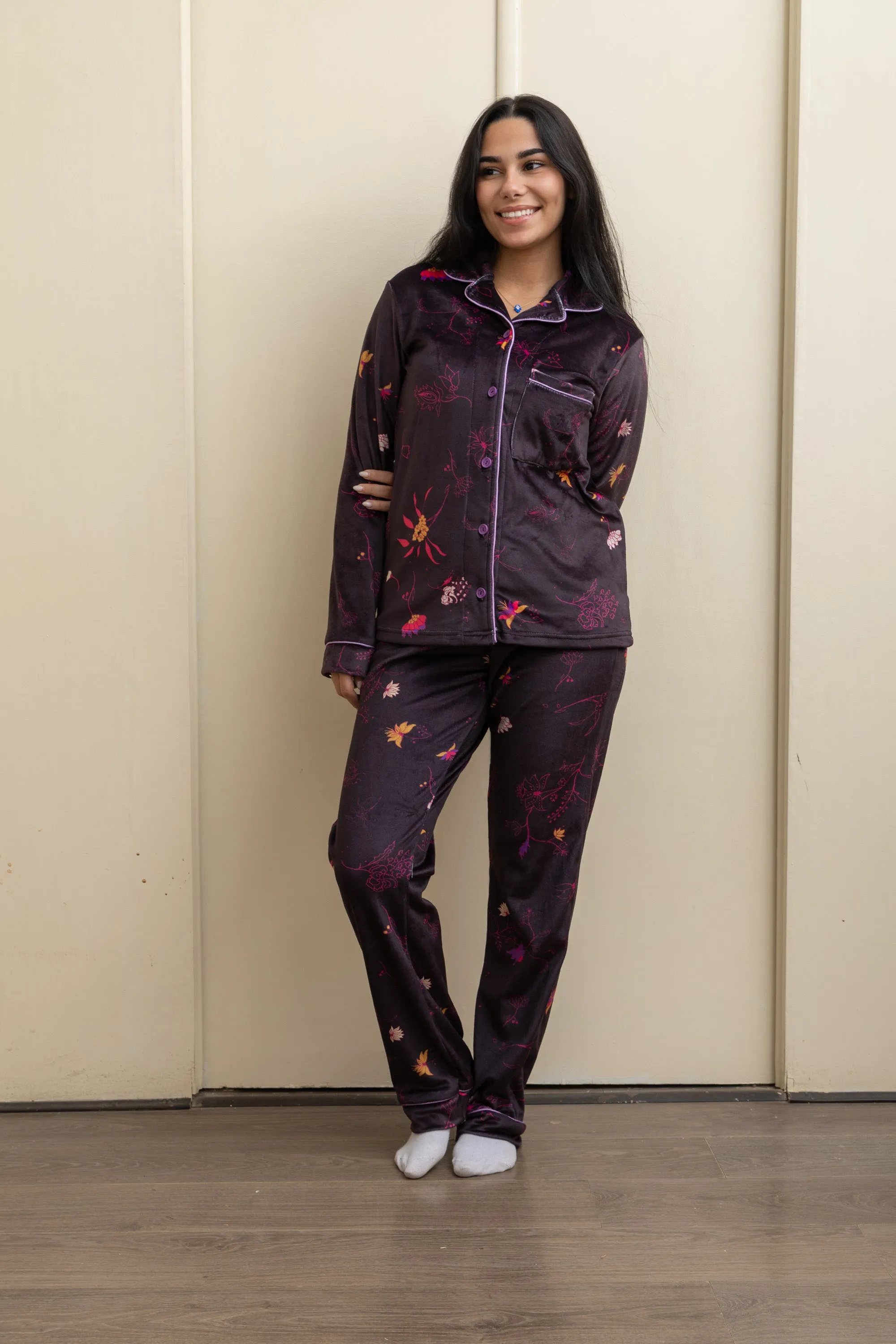 Black Velvet-Touch Pajama