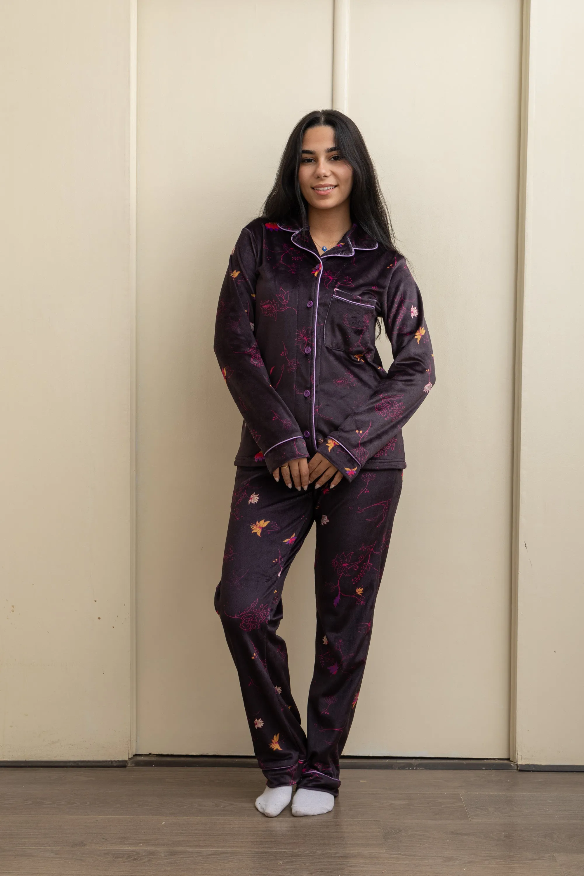 Black Velvet-Touch Pajama