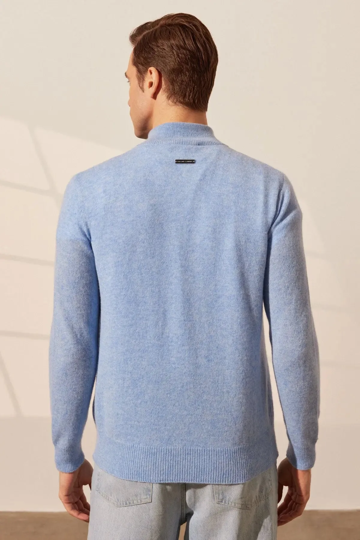 Blue Pure Cashmere Men's Sweater