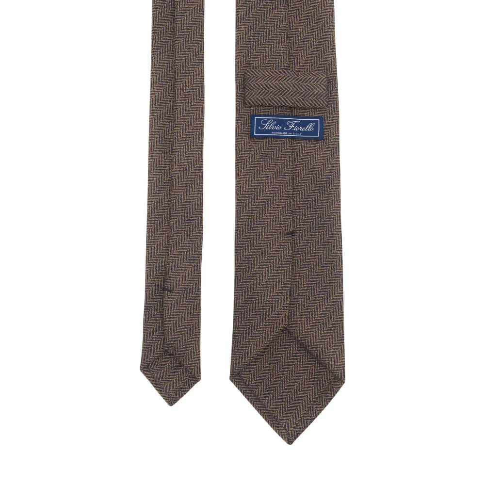 Brown Herringbone Virgin Wool Tie
