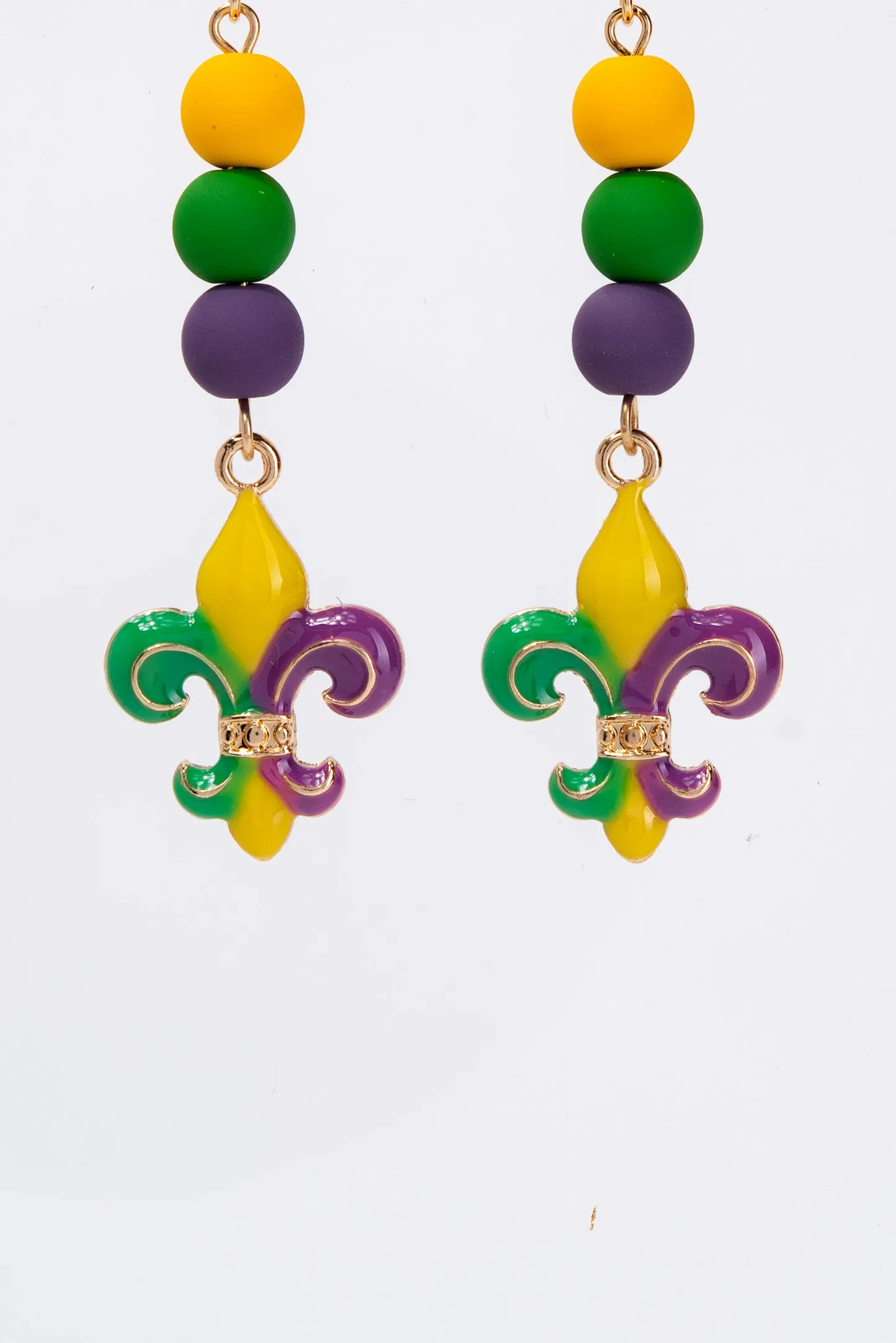Catalina Mardi Gras Fleur De Lis Dangle Earrings