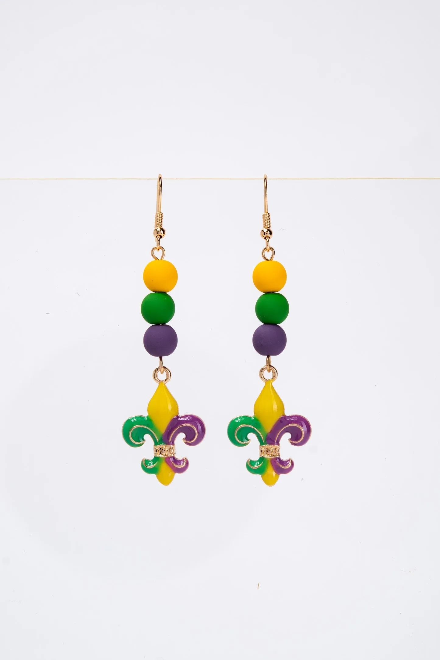 Catalina Mardi Gras Fleur De Lis Dangle Earrings