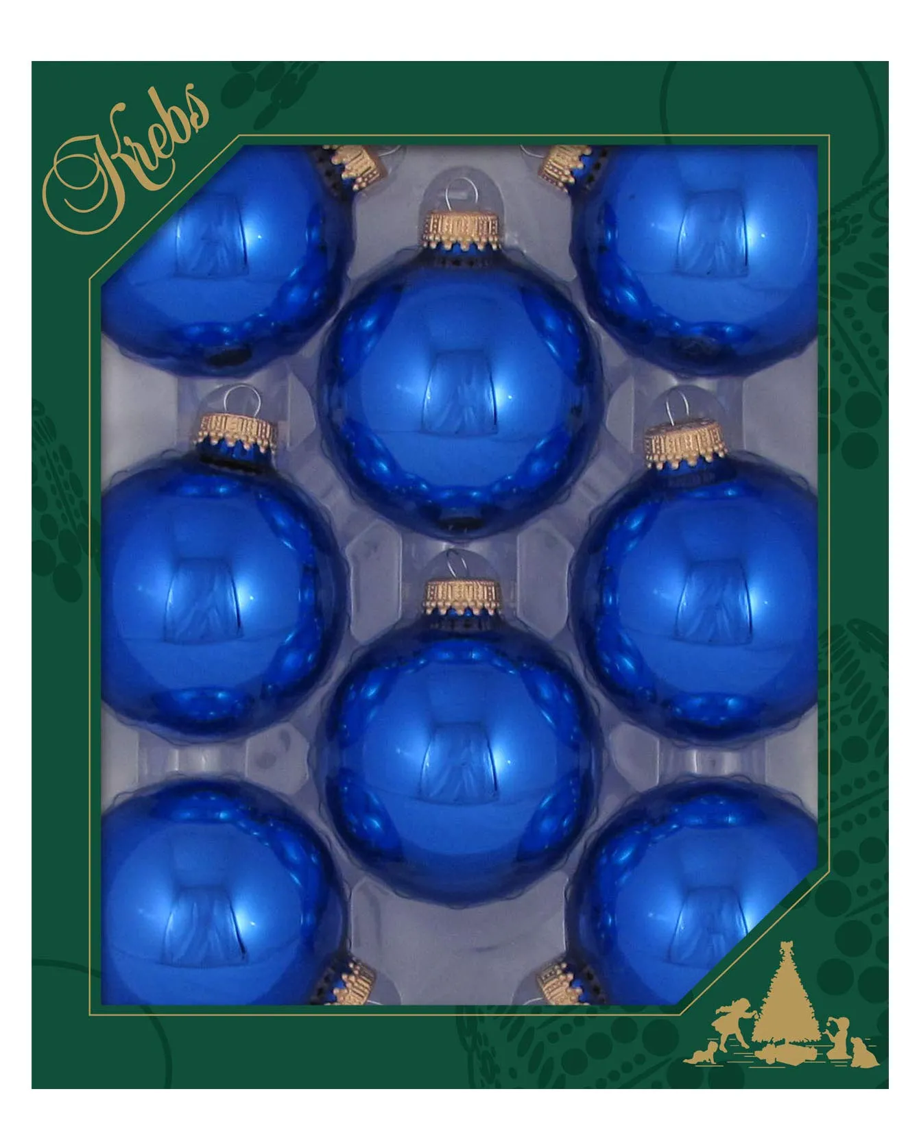 Christmas by Krebs Victoria Blue Shine 2.63 in Glass Christmas Tree Ornaments Set of 8