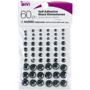 CousinDIY Adhesive Rhinestones 60/Pkg Black