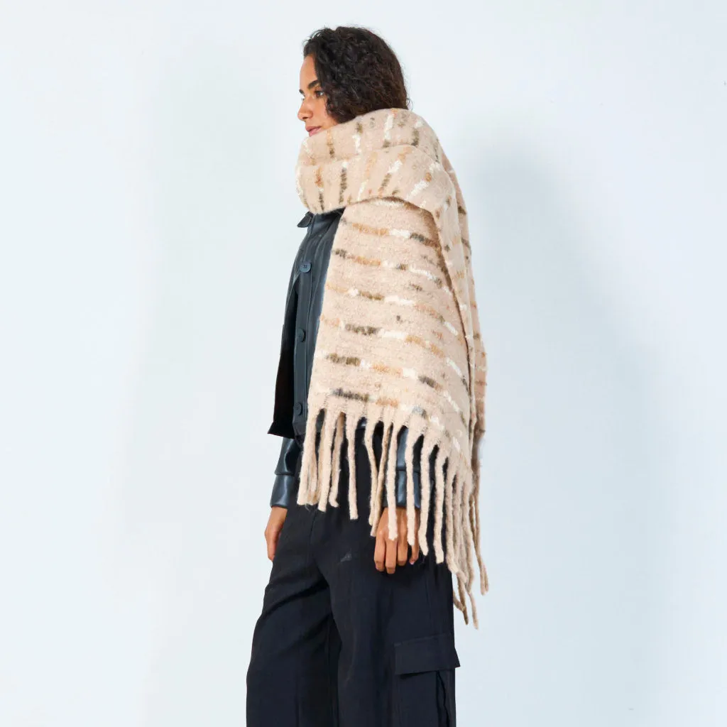 Cozy striped fringe scarf wholesale