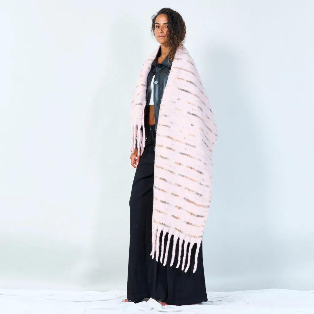 Cozy striped fringe scarf wholesale
