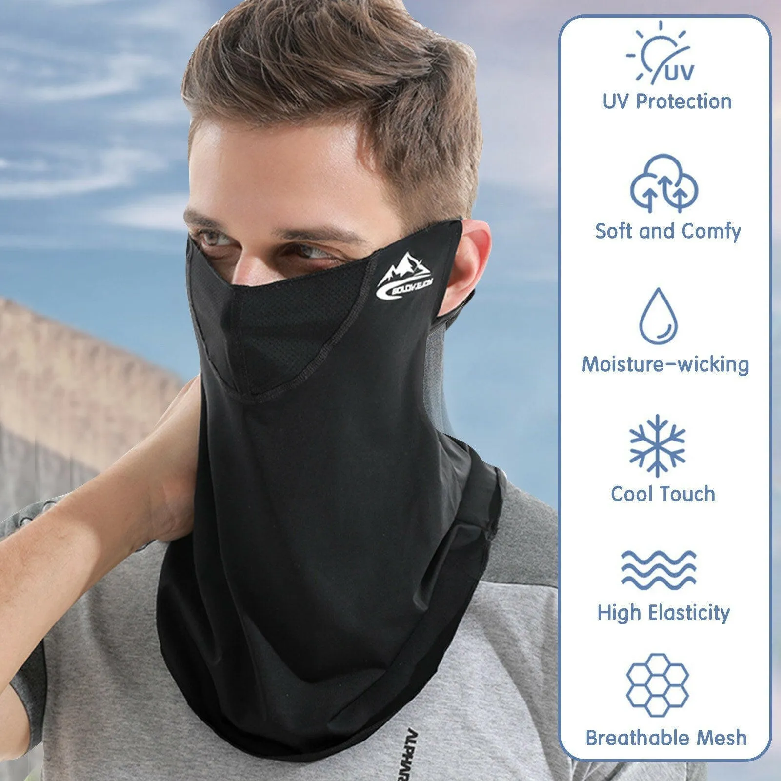 Cycling Neck Gaiter Face Mask Breathable Mesh Holes Sun UV Protection Mouth Cover