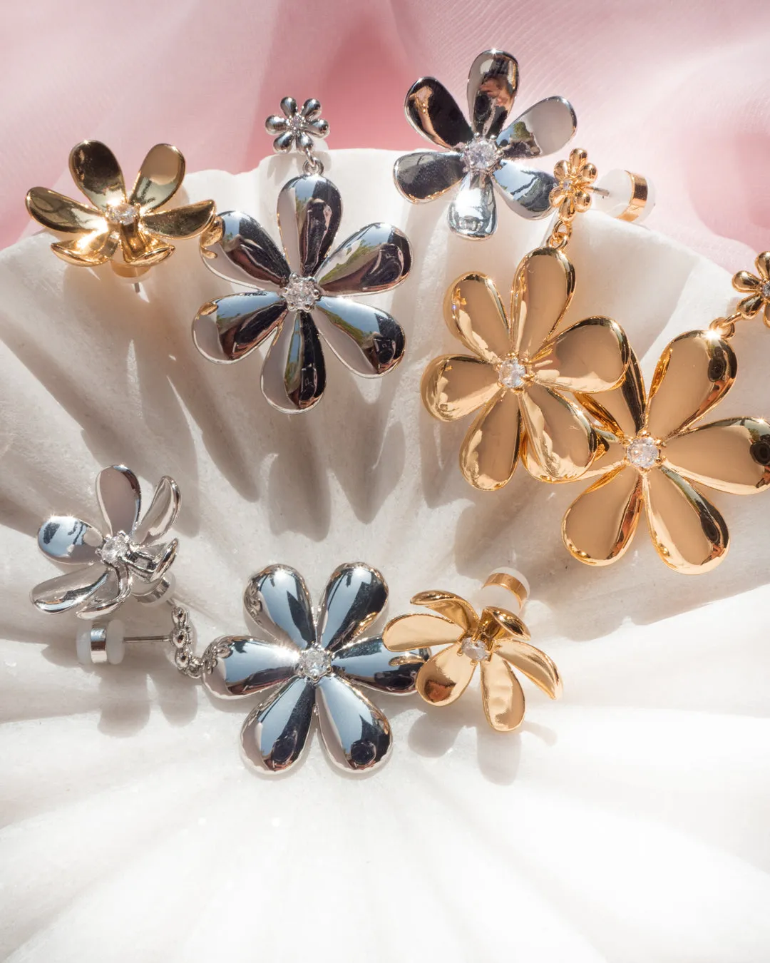 Daisy Statement Studs- Silver