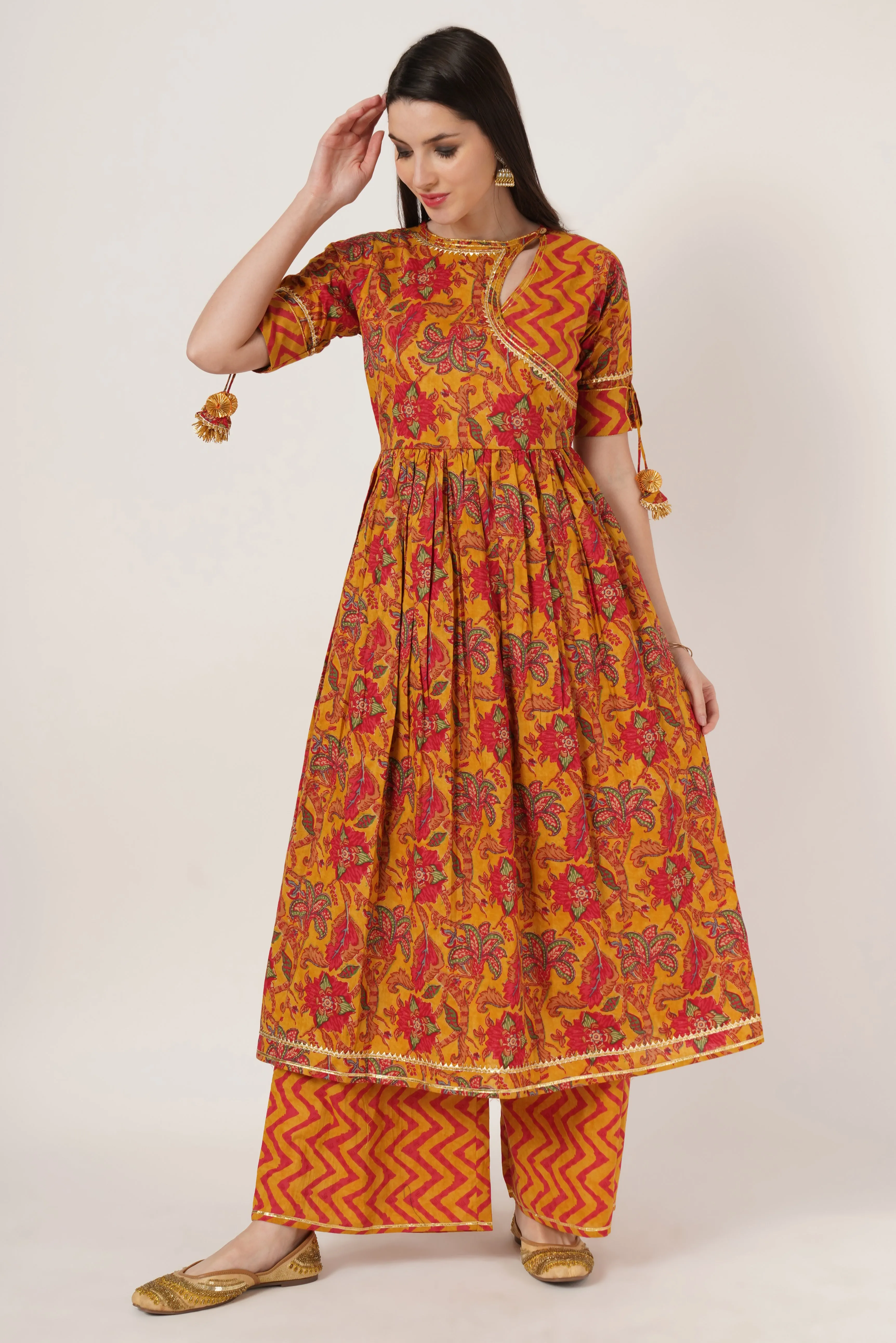 Designer Jaipuri Festive Kurta Palazzo Set For Women