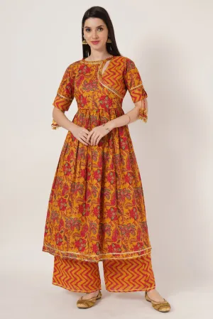 Designer Jaipuri Festive Kurta Palazzo Set For Women