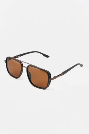 Double Bridge Square Sunglasses - Brown