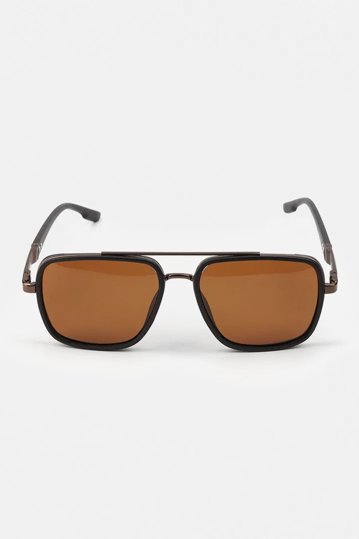 Double Bridge Square Sunglasses - Brown