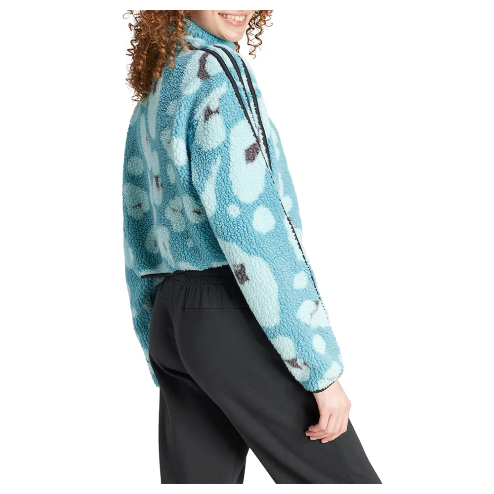 Essentials 3-Stripes Animal Print Quarter Zip Pullover
