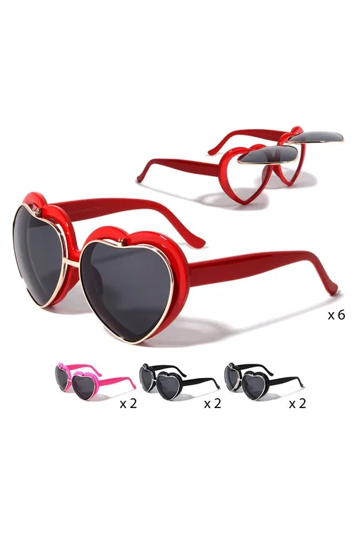 FF-PT0257-HEART-FLIP-HEART PARTY FLIP FRAME SUNGLASSES-12PCS