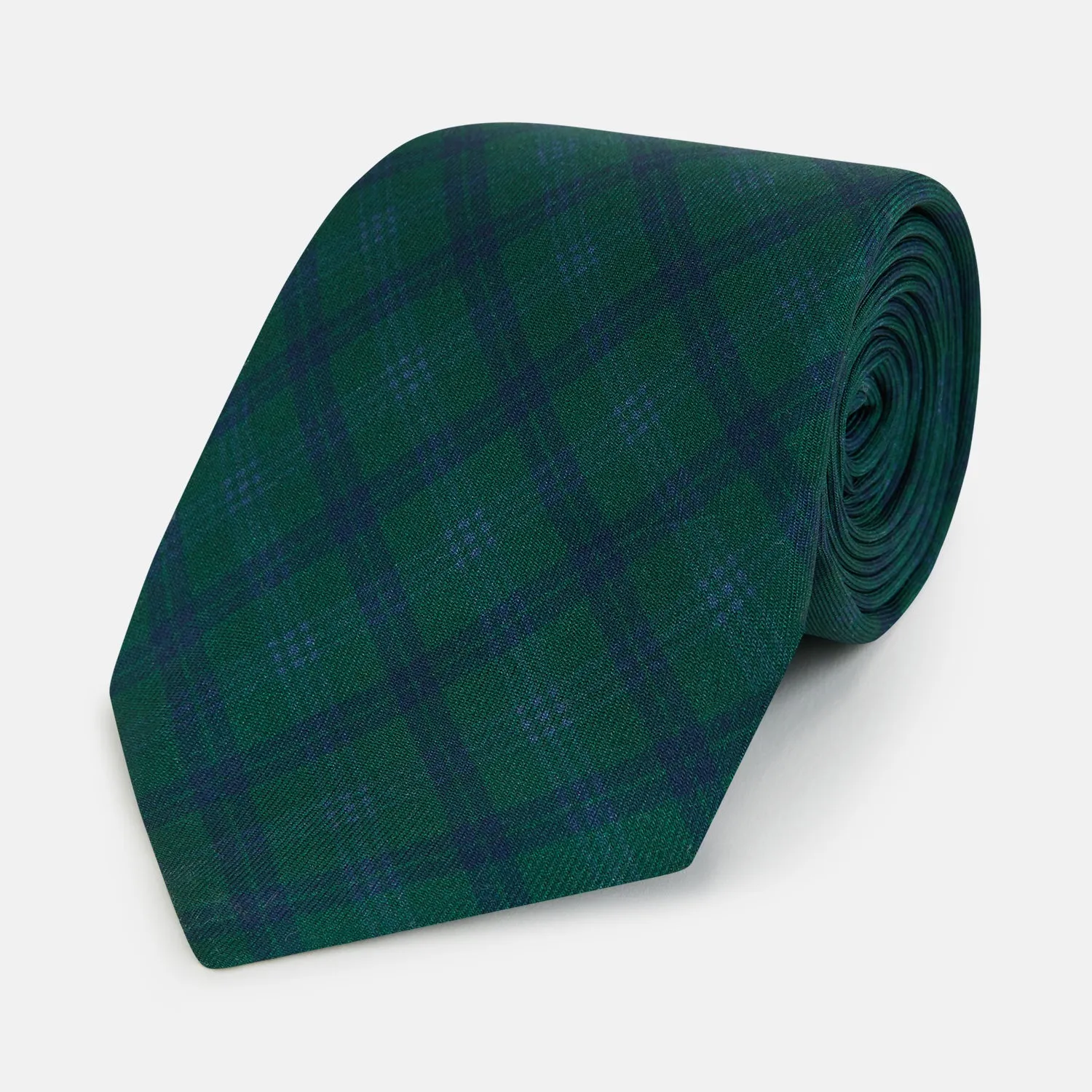 Forest Melange Tartan Plaid Silk Tie