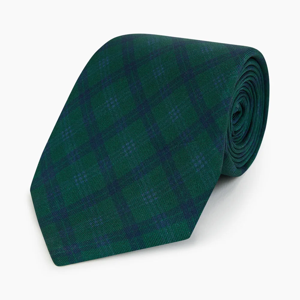 Forest Melange Tartan Plaid Silk Tie
