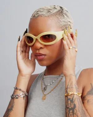 Futuristic Olive-Beige Sunglasses