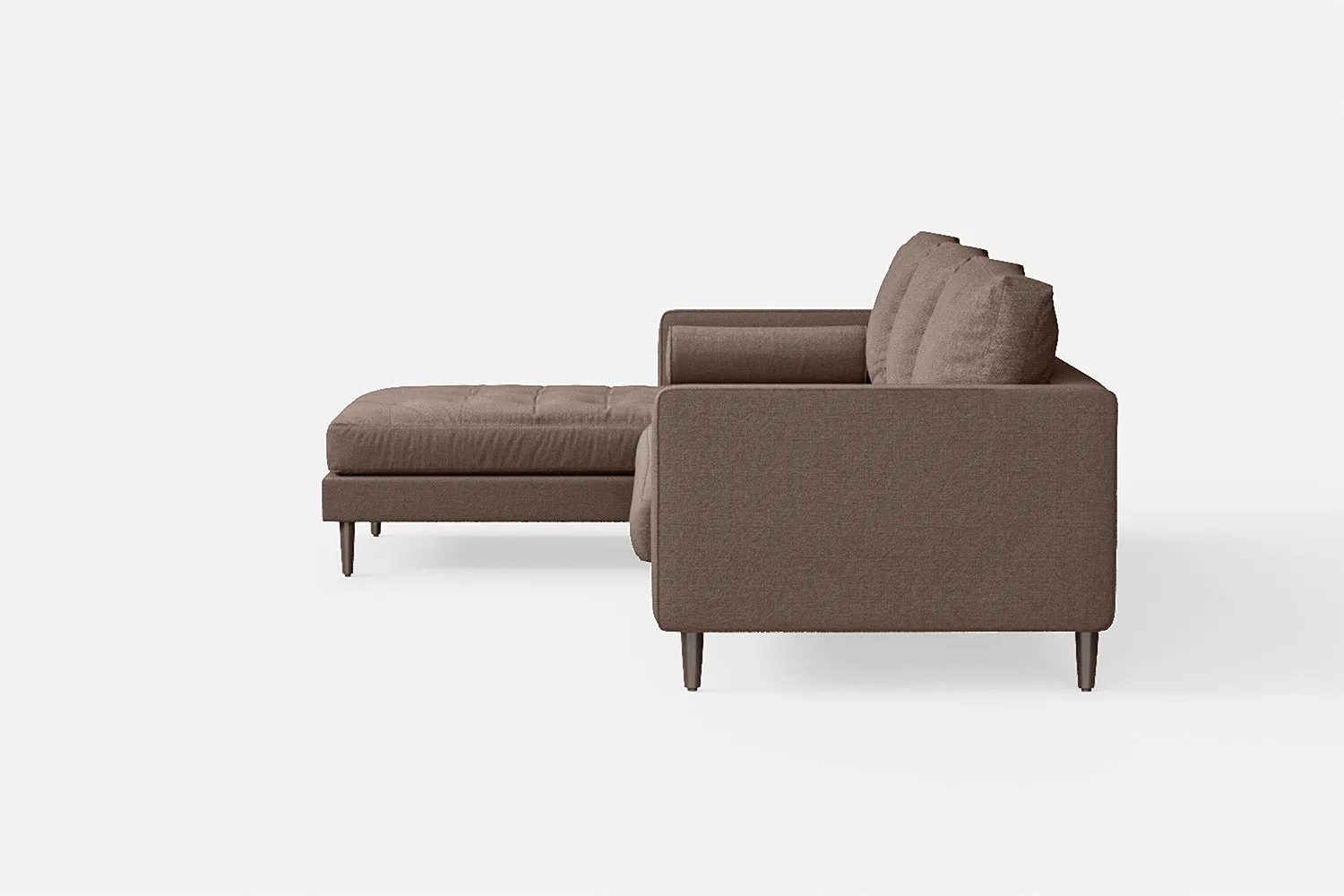 Gela 3 Seater Left Hand Facing Chaise Lounge Corner Sofa Caramel Linen Fabric