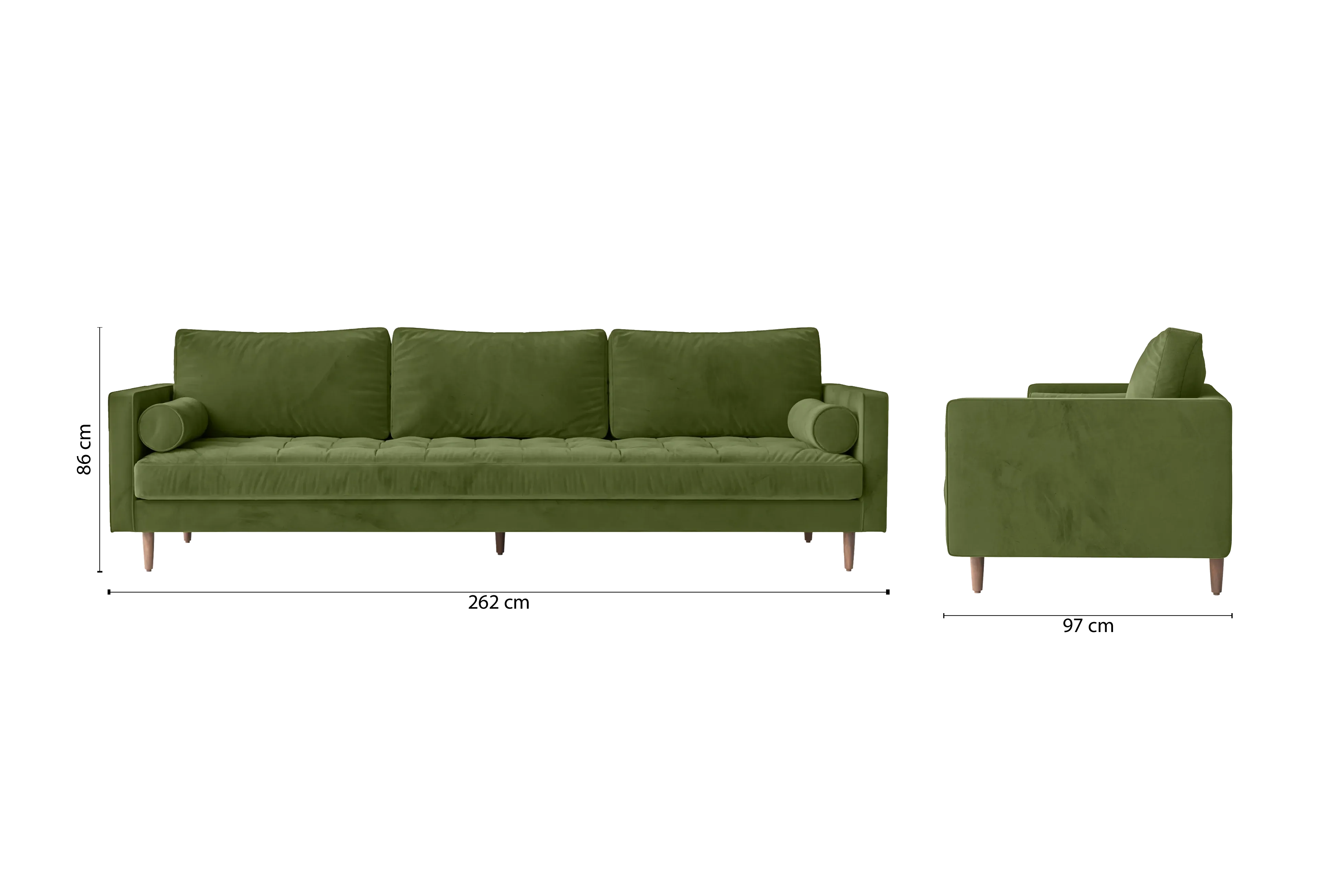 Gela 4 Seater Sofa Lime Velvet