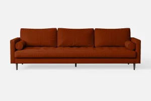Gela 4 Seater Sofa Orange Linen Fabric