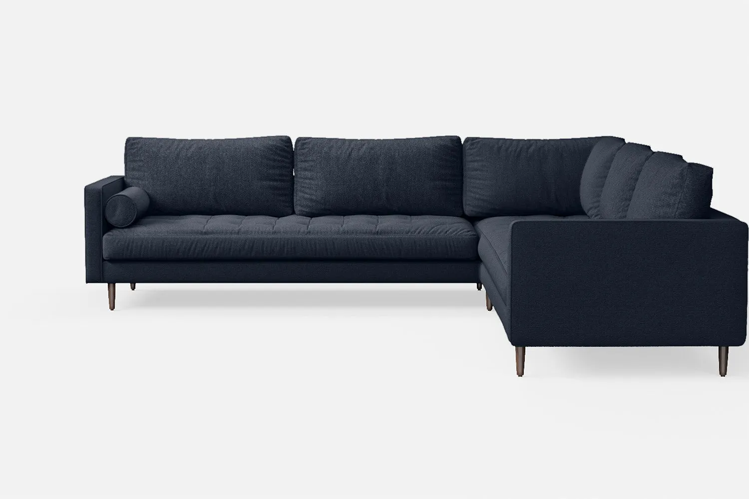Gela 5 Seater Corner Sofa Dark Blue Linen Fabric