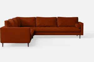 Gela 5 Seater Corner Sofa Orange Linen Fabric