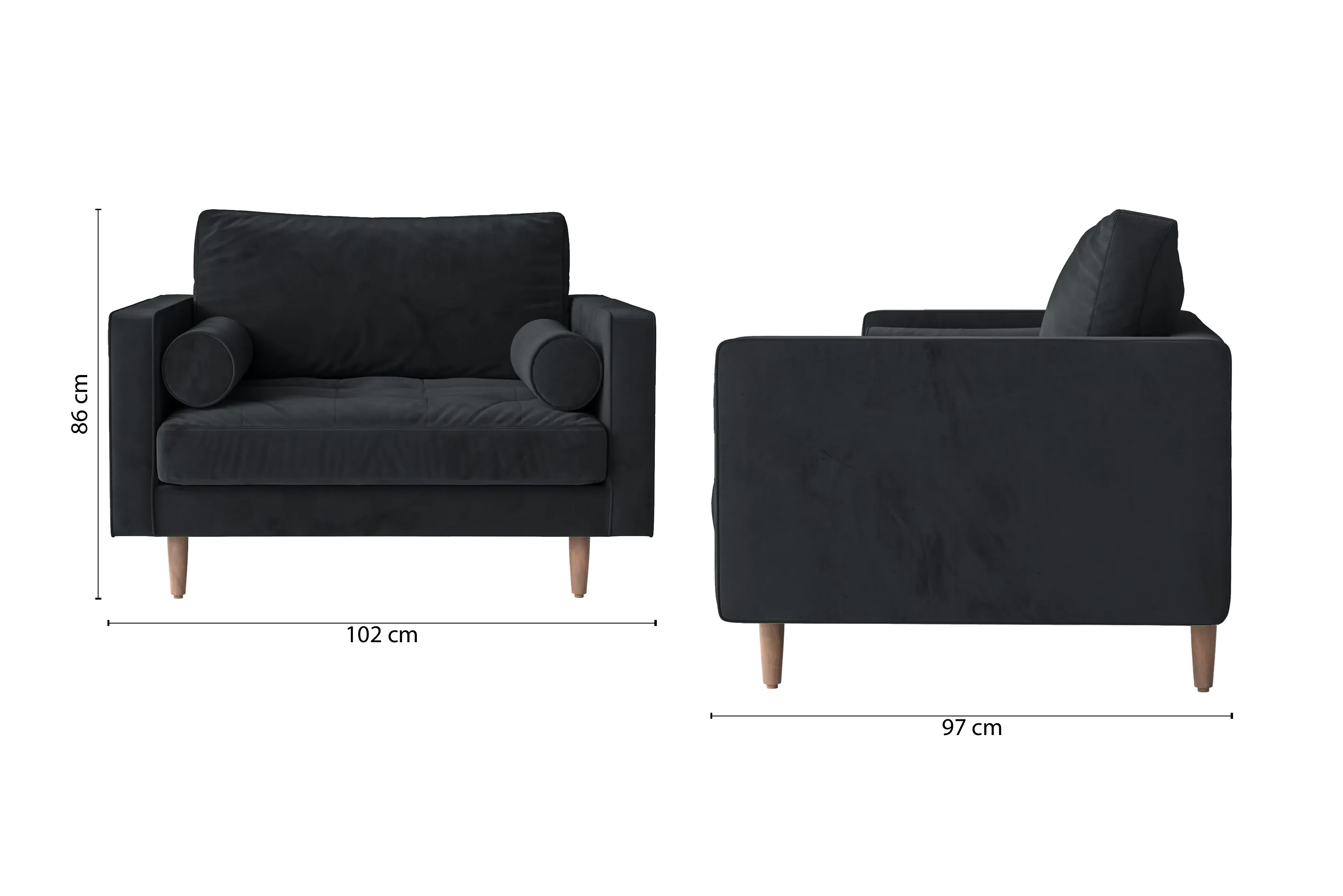 Gela Armchair Dark Grey Velvet