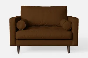 Gela Armchair Walnut Brown Leather