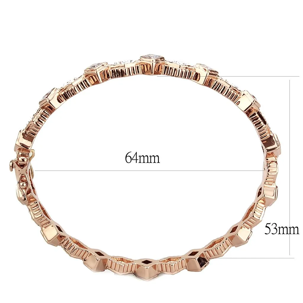 Gold Brass Bangle with AAA Grade CZ in Clear for Women Style LO4342