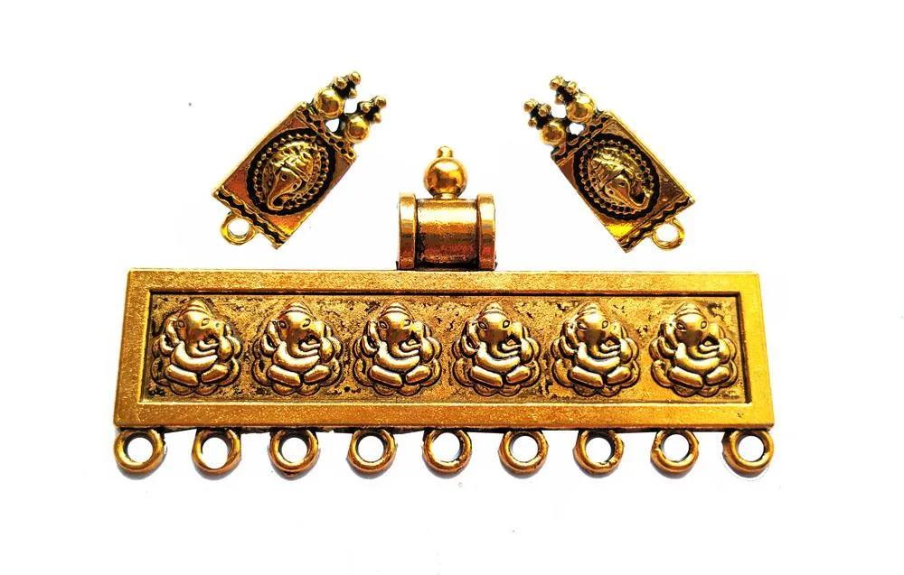 Golden German Silver Ganesha Pendant and Studs
