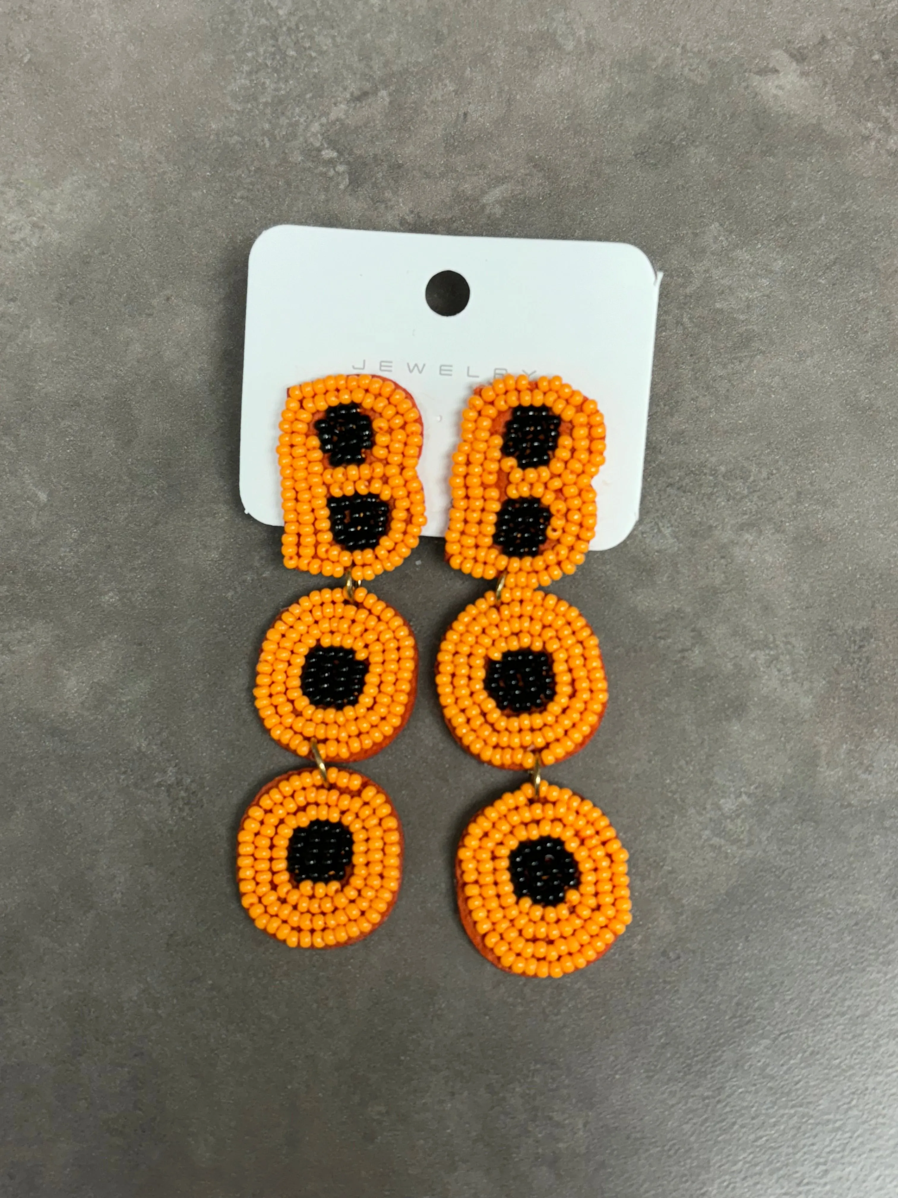 Halloween Spooky Statement Post Back Earrings BOO  Black Cat  Witches Hat  Orange BOO