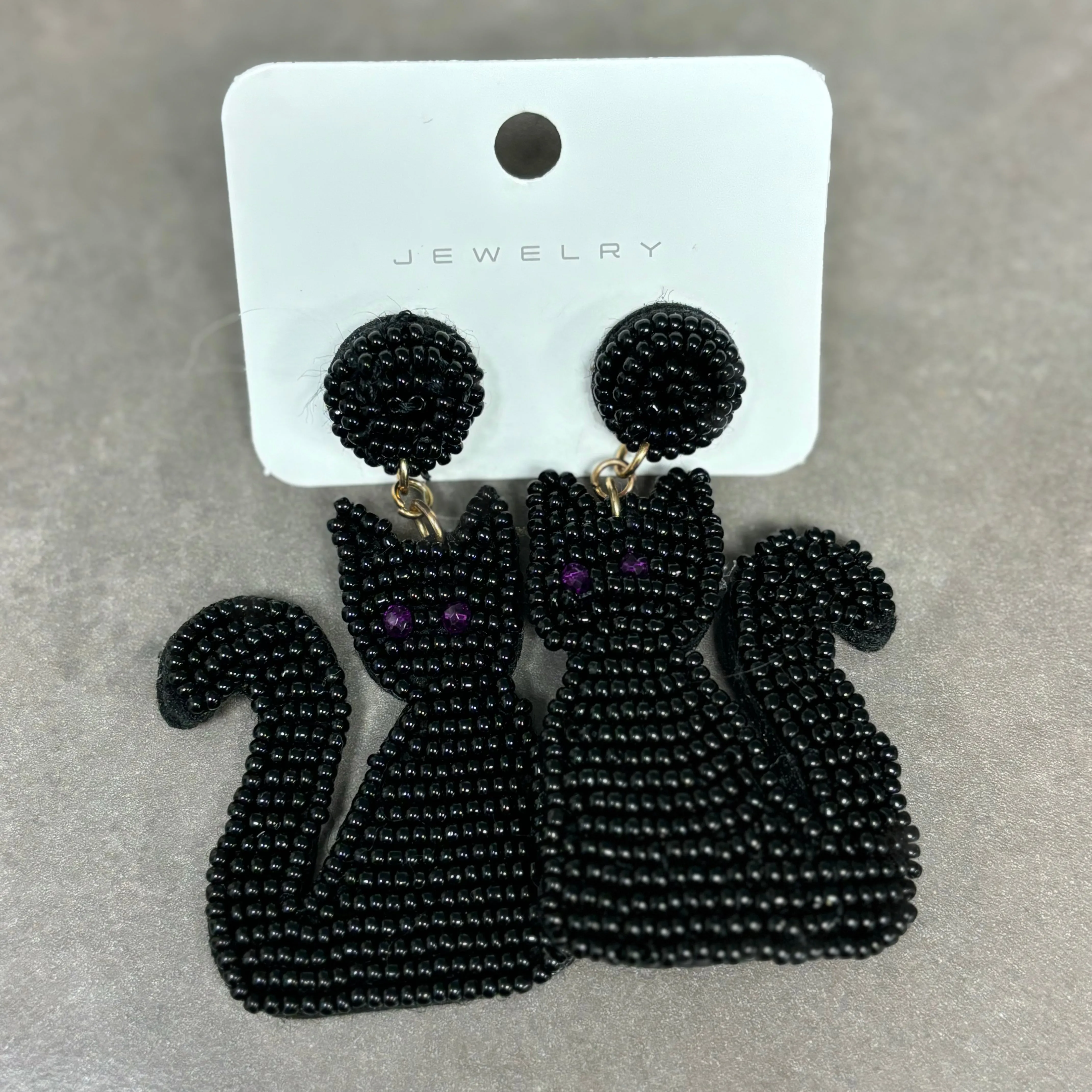 Halloween Spooky Statement Post Back Earrings BOO  Black Cat  Witches Hat  Orange BOO