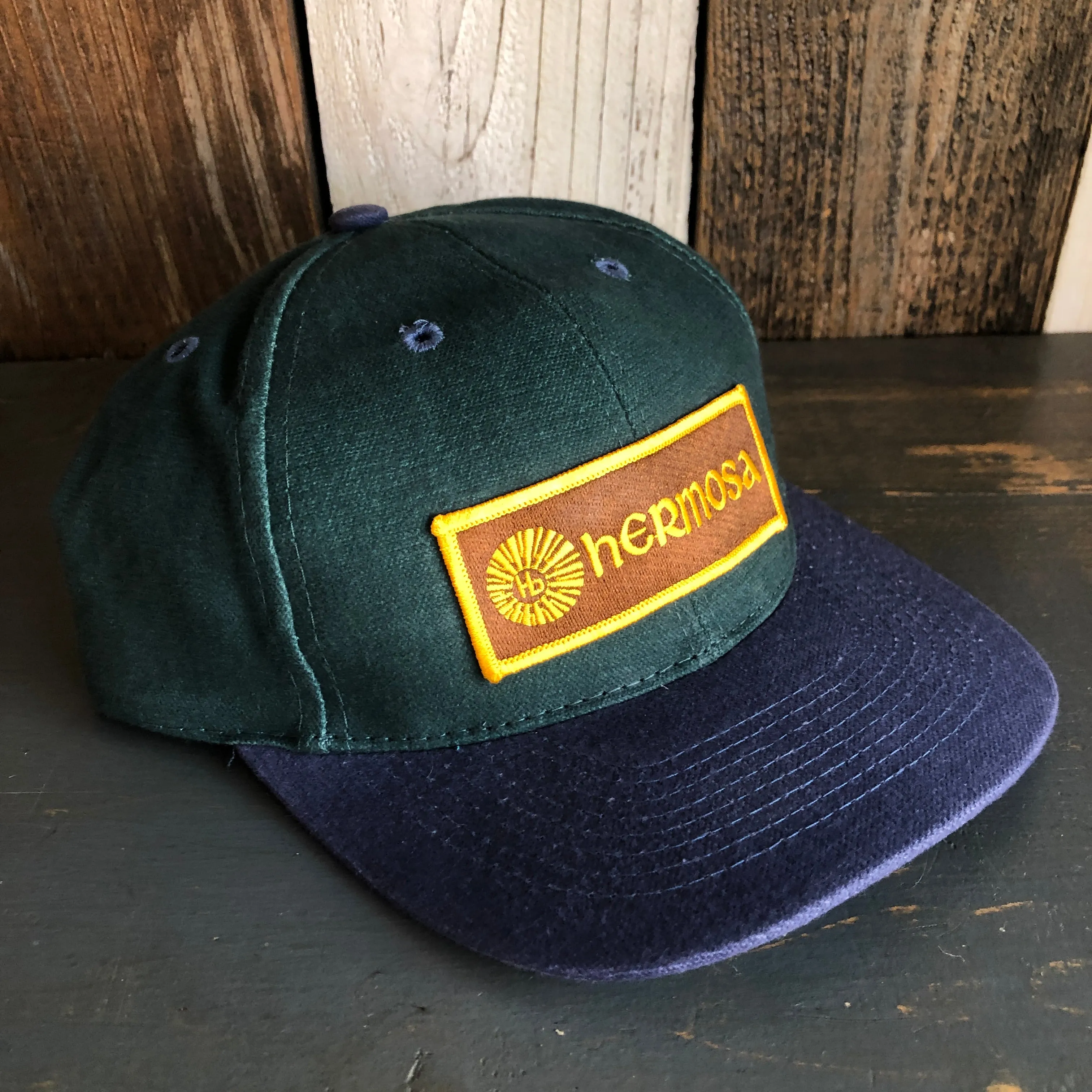 Hermosa Beach AS REAL AS THE STREETS - 6 Panel Low Profile Baseball Cap with Adjustable Strap with Press Buckle - Dark Green/Navy