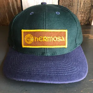 Hermosa Beach AS REAL AS THE STREETS - 6 Panel Low Profile Baseball Cap with Adjustable Strap with Press Buckle - Dark Green/Navy