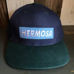 Hermosa Beach BLUE SUPREME HERMOSA - 6 Panel Low Profile Baseball Cap with Adjustable Strap with Press Buckle - Navy/Dark Green