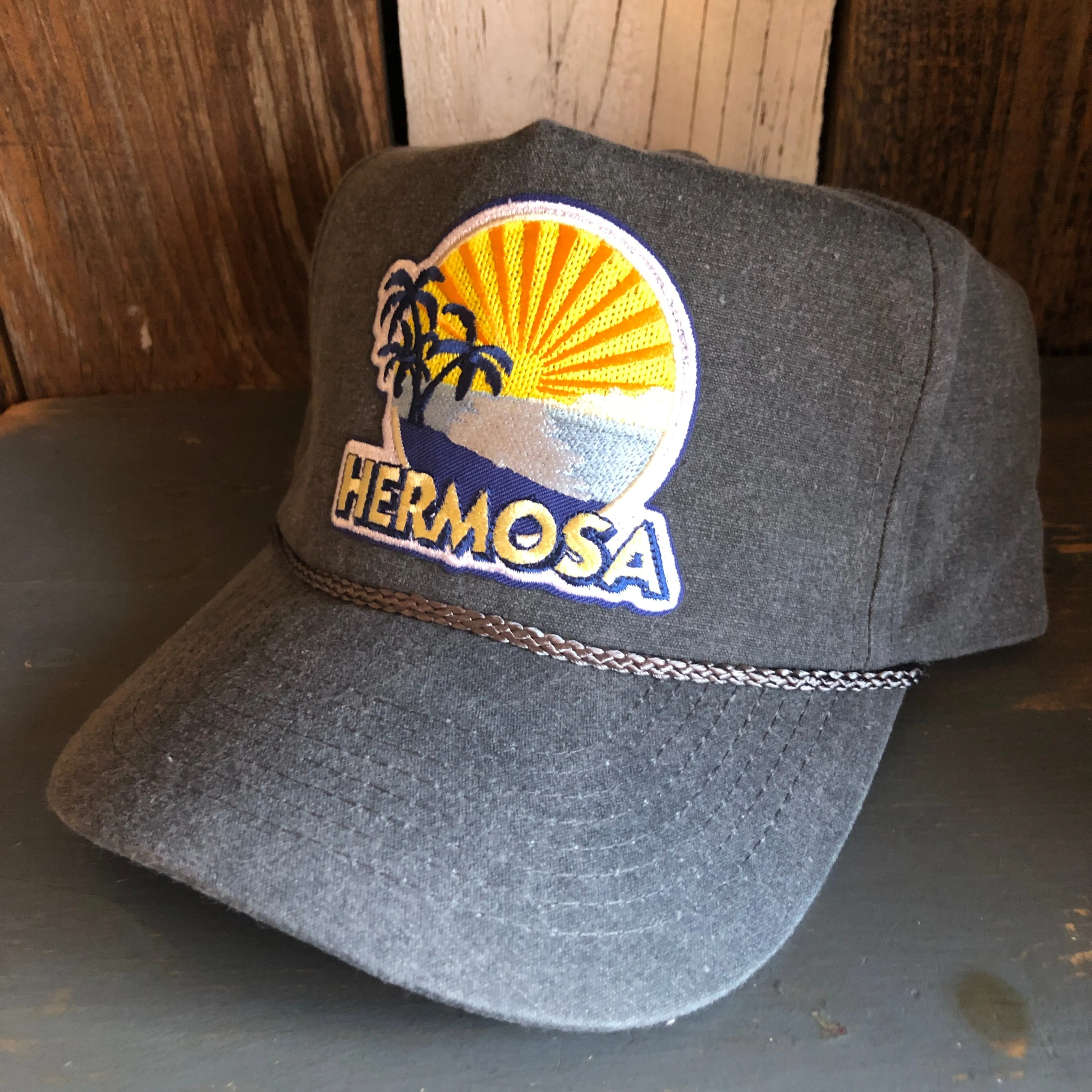 Hermosa Beach FIESTA 5 panel Stone Washed Canvas Golf - Charcoal/Charcoal Braid