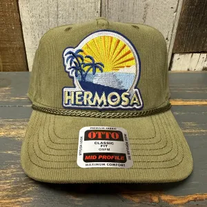 Hermosa Beach FIESTA Corduroy Baseball Cap - Olive Green