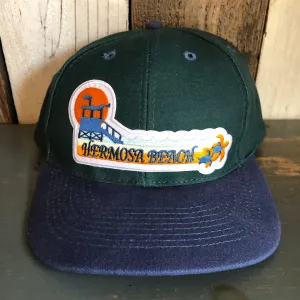Hermosa Beach GOLDEN HOUR - 6 Panel Low Profile Baseball Cap with Adjustable Strap with Press Buckle - Dark Green/Navy