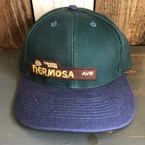 Hermosa Beach HERMOSA AVE - 6 Panel Low Profile Baseball Cap with Adjustable Strap with Press Buckle - Dark Green/Navy