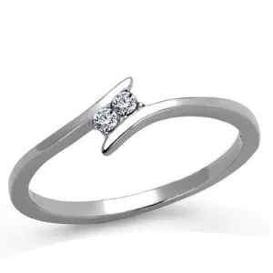 High polished (no plating) Stainless Steel Ring with AAA Grade CZ in Clear for Women Style TK2121
