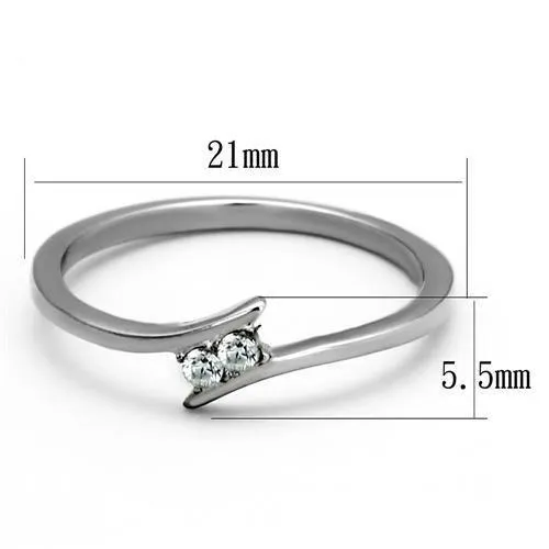 High polished (no plating) Stainless Steel Ring with AAA Grade CZ in Clear for Women Style TK2121