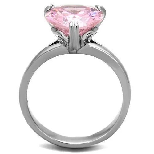 High polished (no plating) Stainless Steel Ring with AAA Grade CZ in Rose for Women Style TK1513