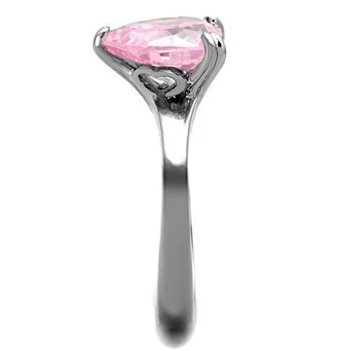 High polished (no plating) Stainless Steel Ring with AAA Grade CZ in Rose for Women Style TK1513